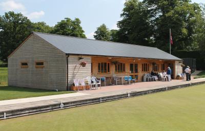 Pic 25. 20.4m x 7.8m/6.6m Bowls Pavilion with fibre cement slate roof